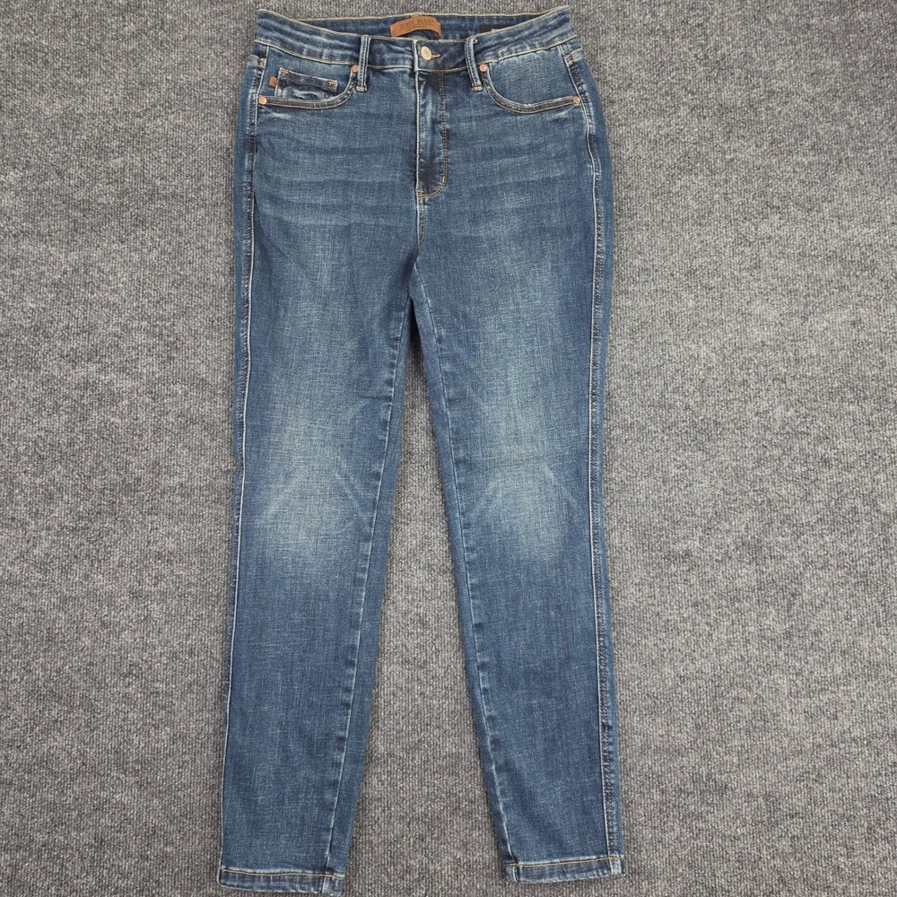 Judy Blue Skinny Fit Jeans Women's 11/ 30 Mid Rise Dark Wash Denim Stretch Blue